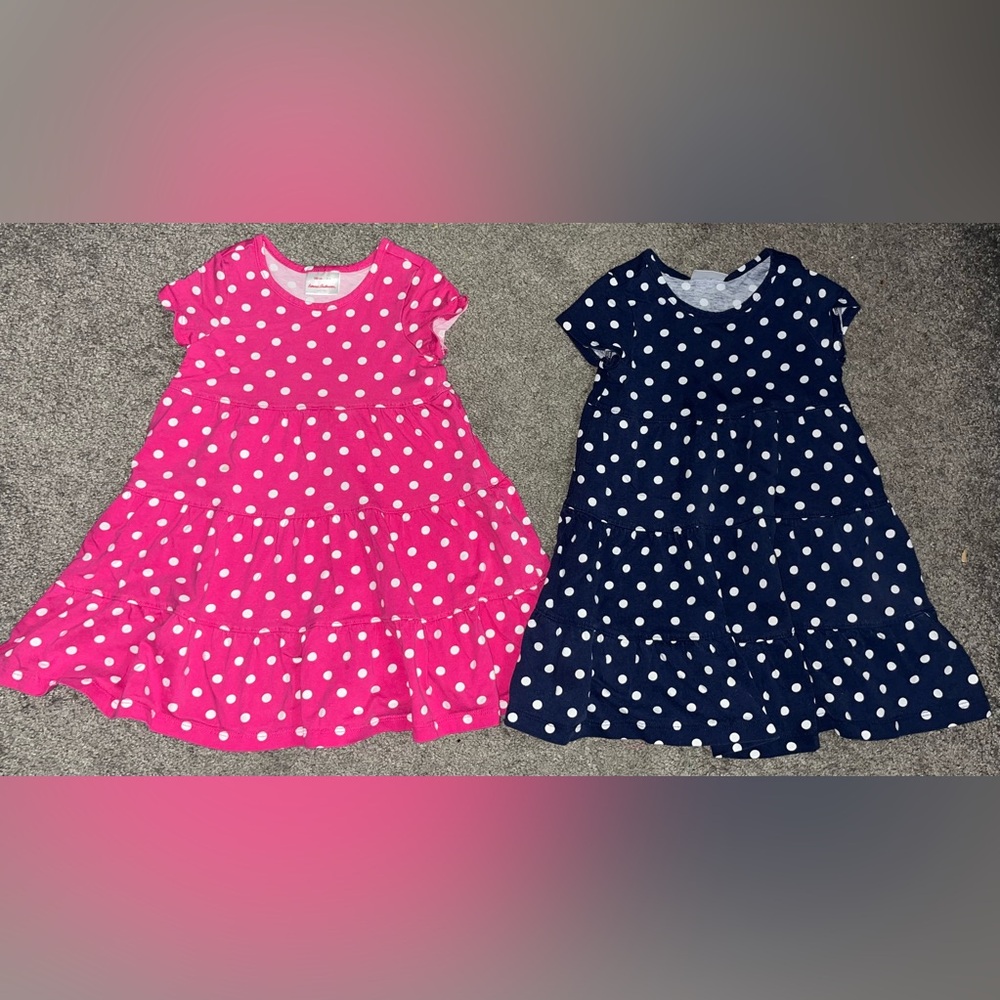 Girls’ Hanna Andersson Dress Set – 2-Piece – Pink & Navy Polka Dot – Size 4T
